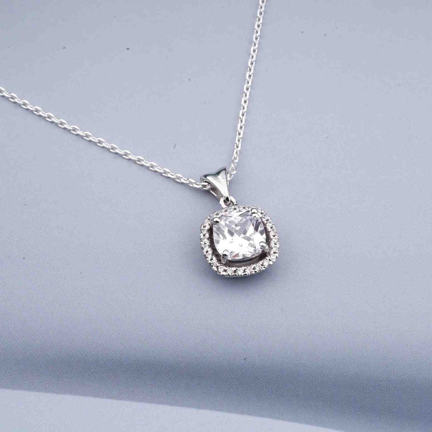 Silver Round Halo Pendant