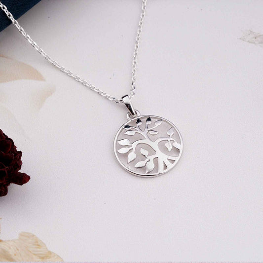 Silver Round Shape Tree Style Silver Pendant