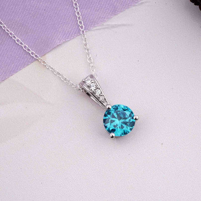 Silver Blue Topaz Solitaire Pendant