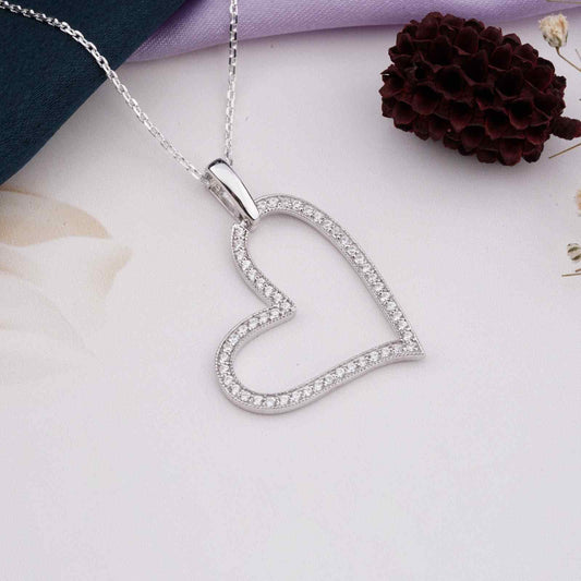 Silver Cubic Zirconia Heart love Pendant