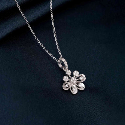 Sterling Silver CZ Floral Pendant