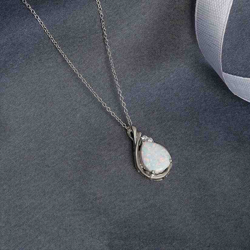 Silver Opal Multicolor Pear Solitaire Pendant