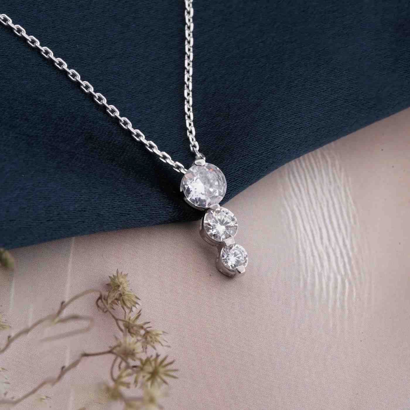 Sterling Silver Elegant Diamond Pendant