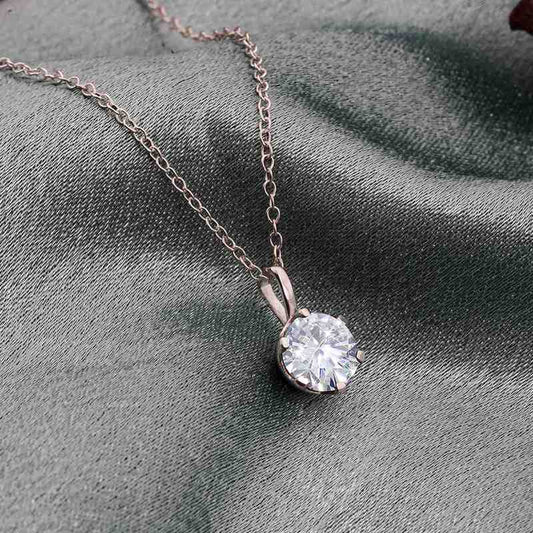 Silver Round CZ Solitaire Pendant