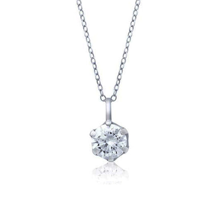 Silver Round CZ Solitaire Pendant