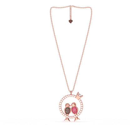 Rose Gold Love Birds Couple Gift Necklace