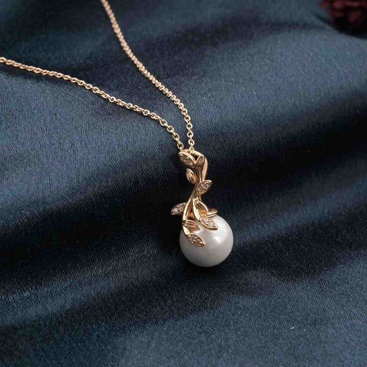 Golden Freshwater Cultured Pearl and Diamond Drop Pendant