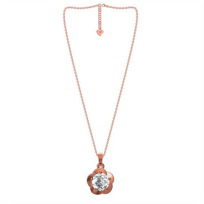 Rose Gold Floral Flower Solitaire Pendant