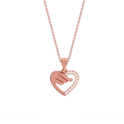 Rose Gold Love heart Wings Pendant