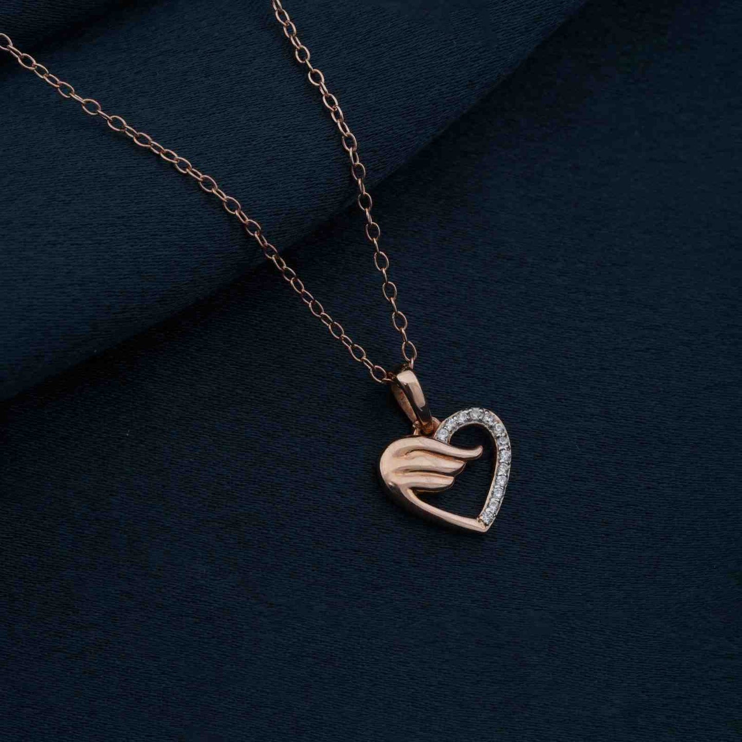 Rose Gold Love heart Wings Pendant