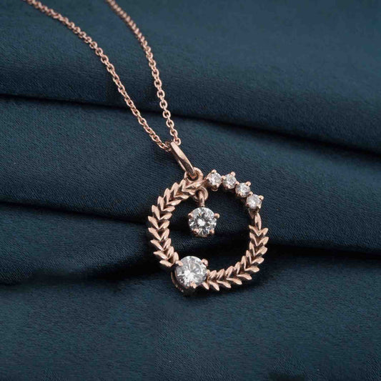 Rose Gold Floral Basket Circle Pendant