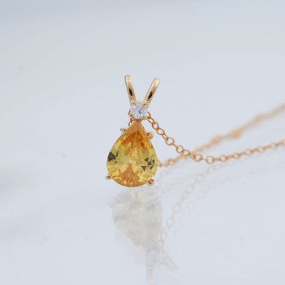 Yellow Gold Pear Citrine Pendant