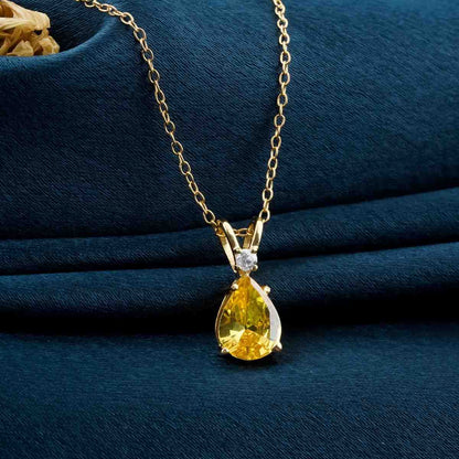 Yellow Gold Pear Citrine Pendant