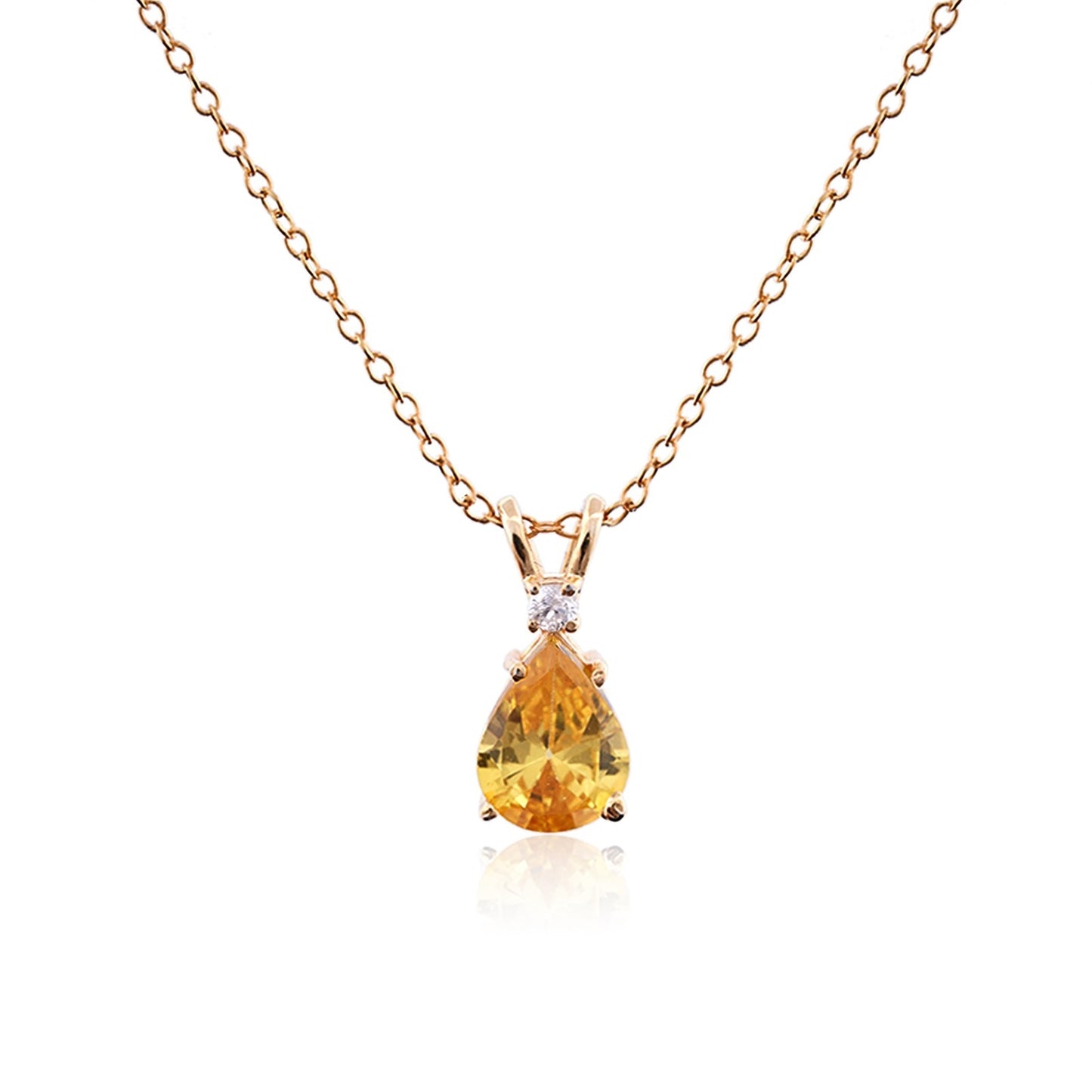 Yellow Gold Pear Citrine Pendant