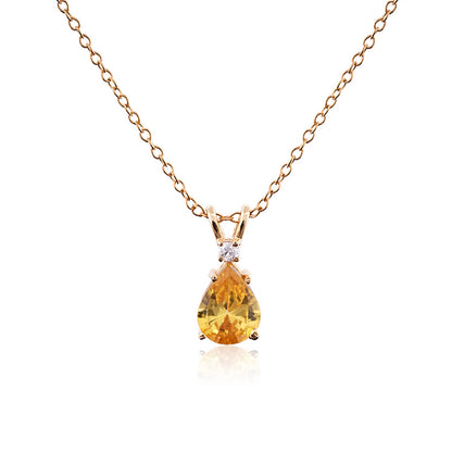 Yellow Gold Pear Citrine Pendant