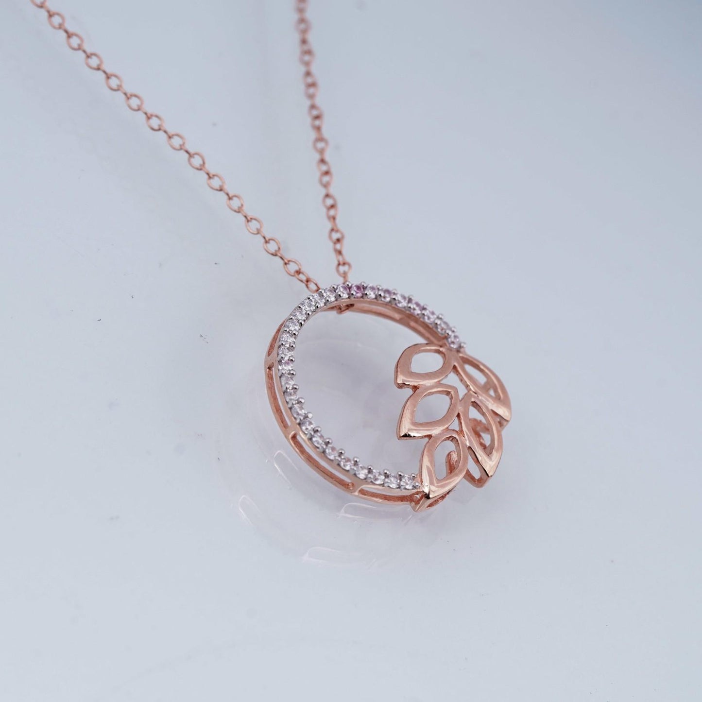 Rose Gold Diamond Vine Circle Pendant