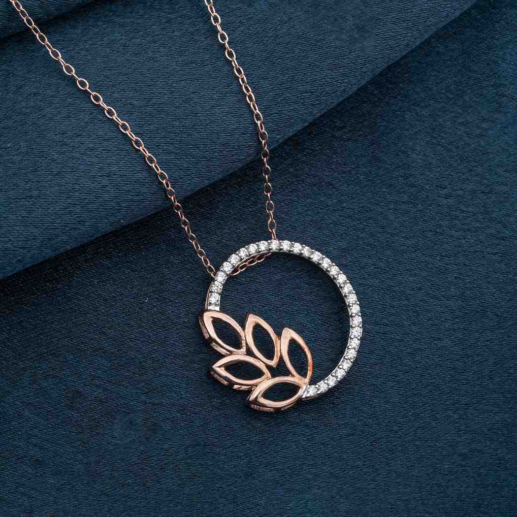 Rose Gold Diamond Vine Circle Pendant