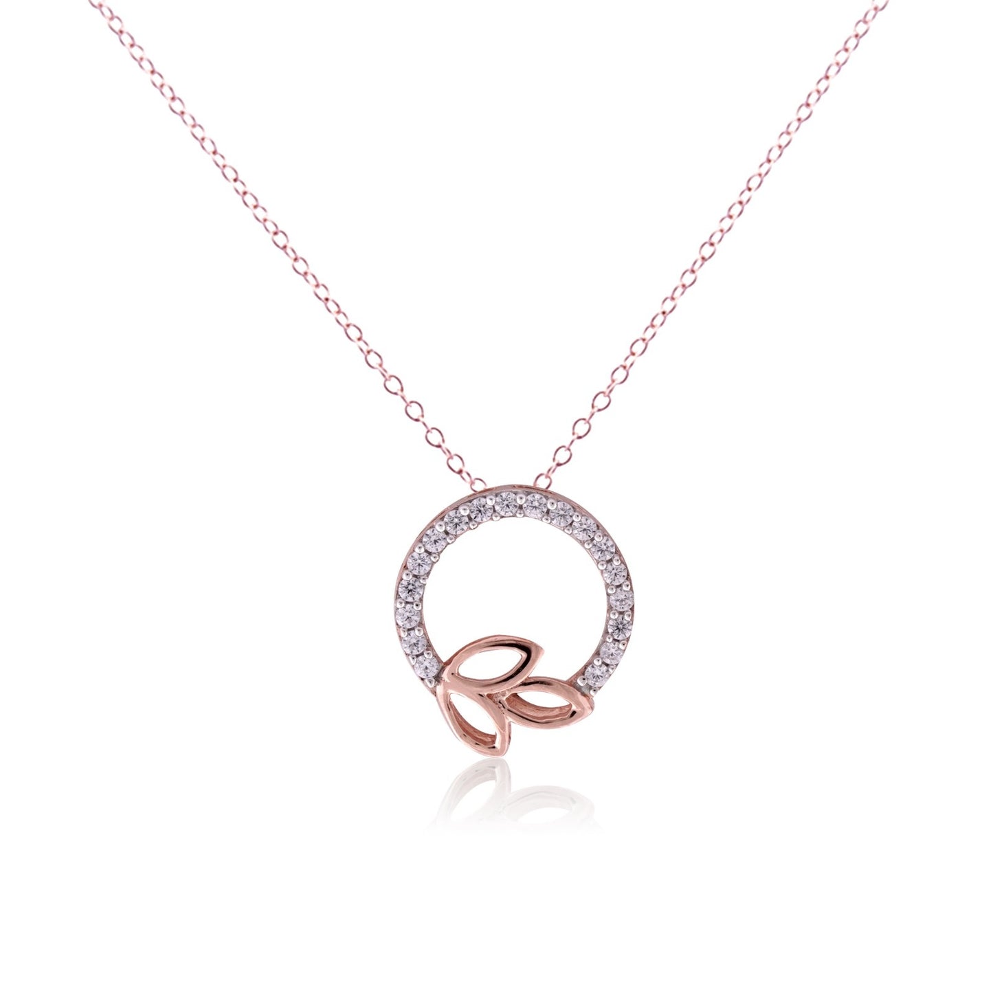 Rose Gold Diamond Vine Circle Pendant