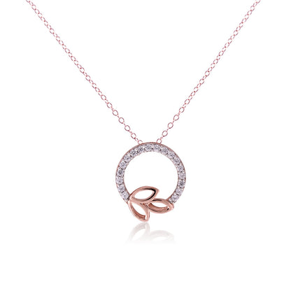 Rose Gold Diamond Vine Circle Pendant