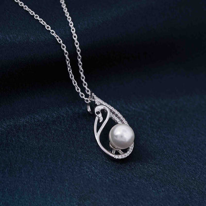 Silver Swan Pendant With Freshwater Pearl