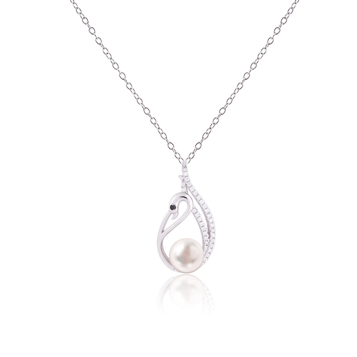 Silver Swan Pendant With Freshwater Pearl