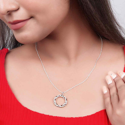 Silver Circle Zircon Studded Pendant