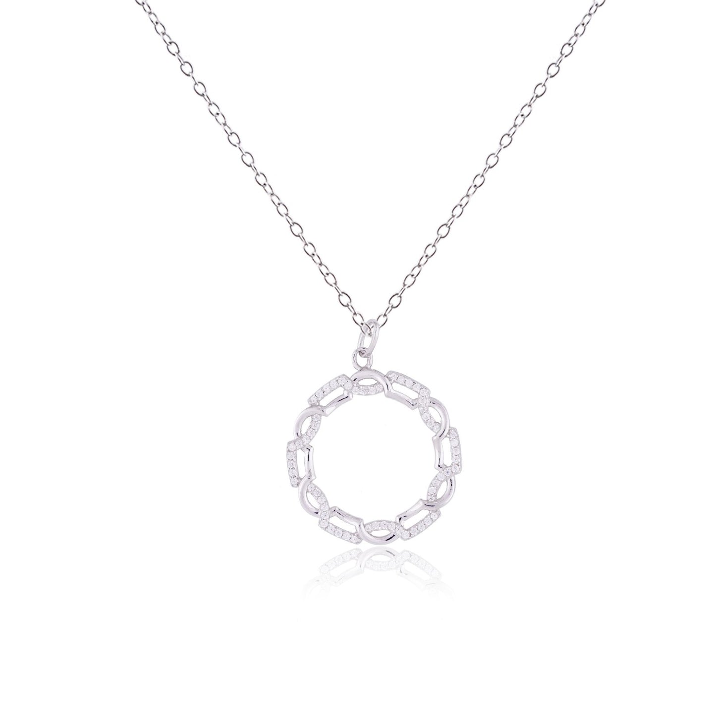 Silver Circle Zircon Studded Pendant