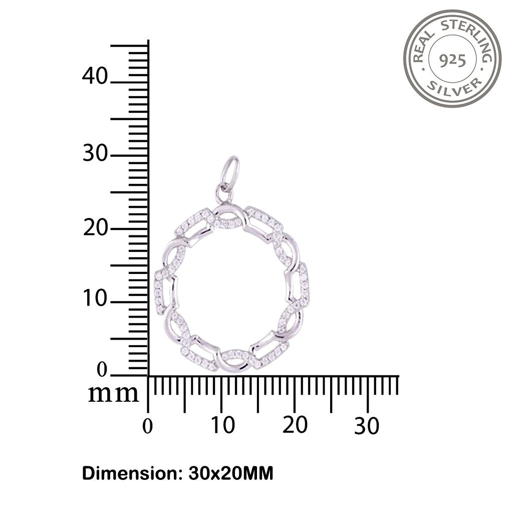 Silver Circle Zircon Studded Pendant