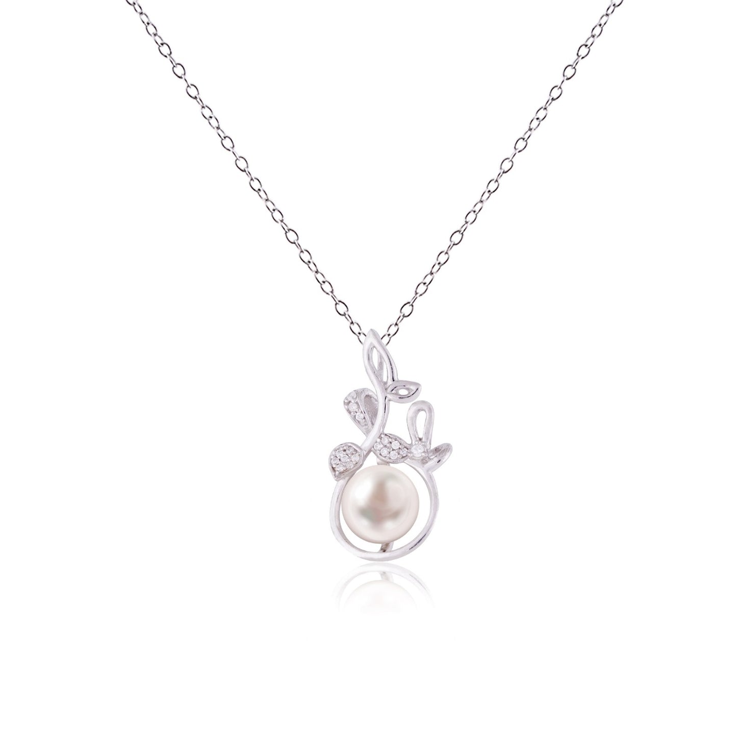 Silver Cultured Freshwater Pearl Floral Pendant