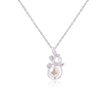 Silver Cultured Freshwater Pearl Floral Pendant