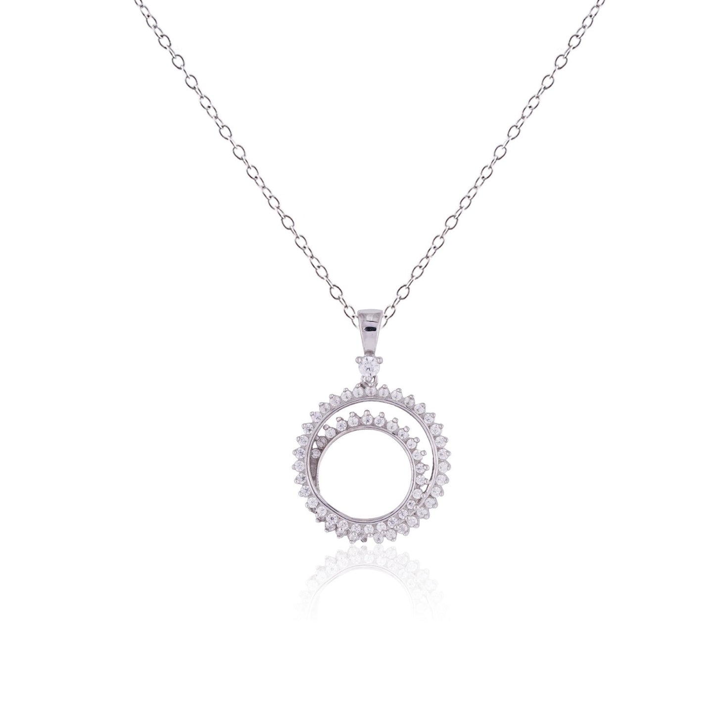 Silver Double Ring Circle Pendant