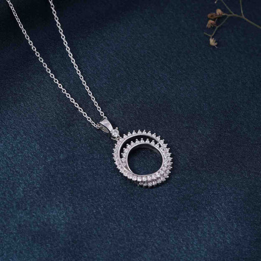 Silver Double Ring Circle Pendant