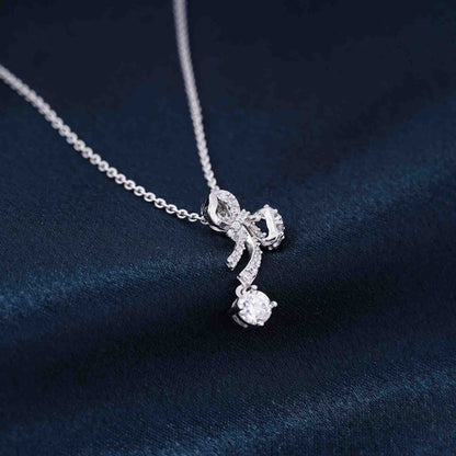 Silver Bow Knot  Necklace