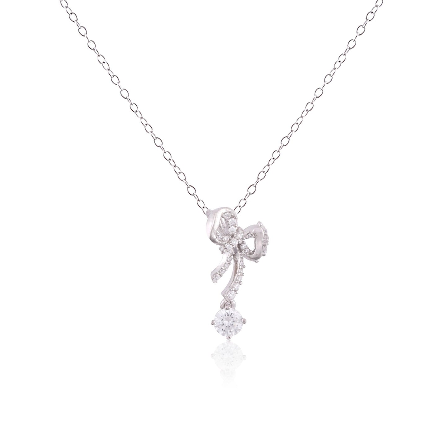 Silver Bow Knot  Necklace