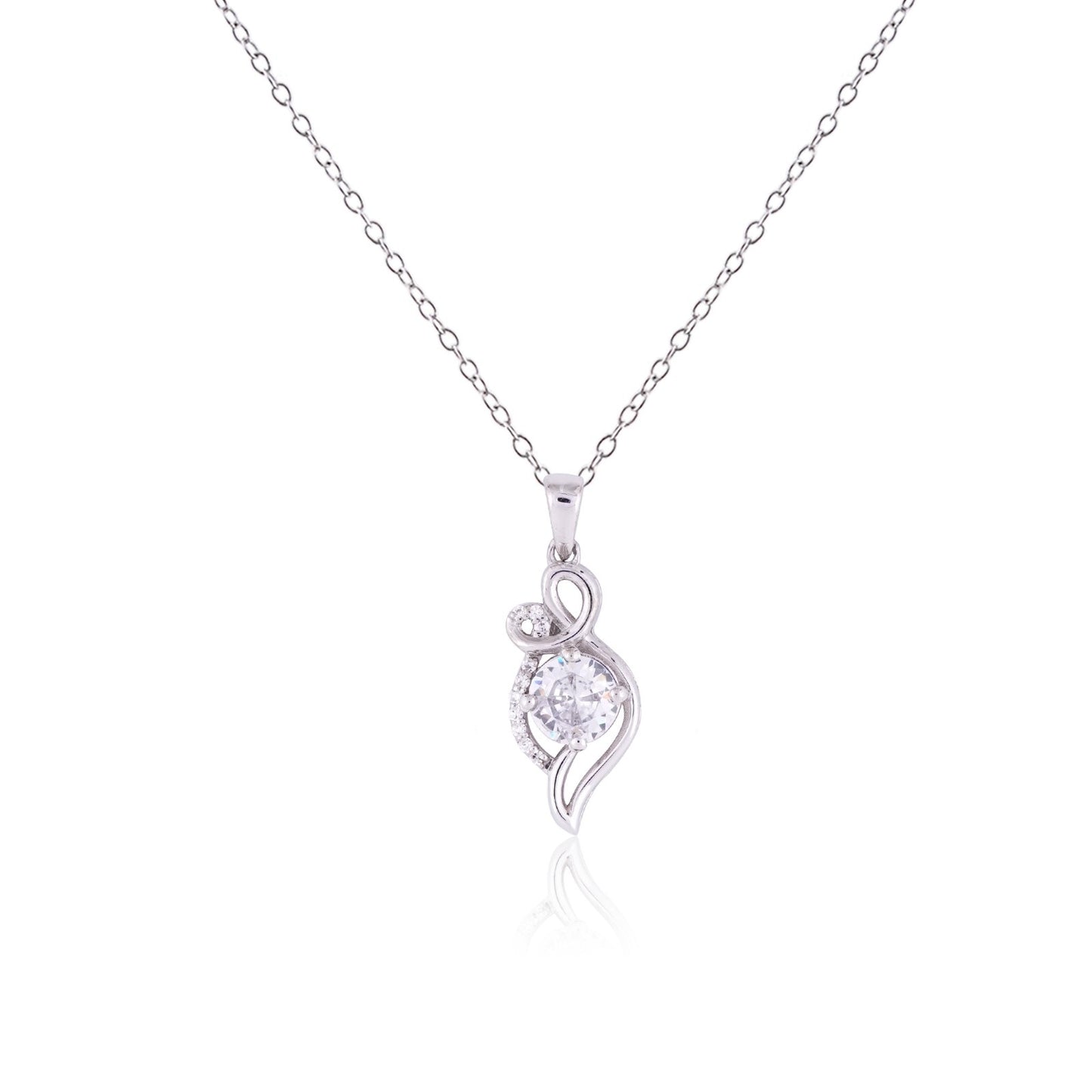 Silver Zircon Falling Drop Pendant