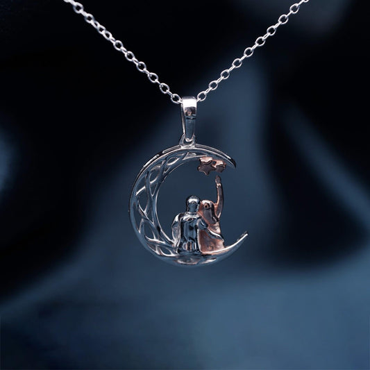 Silver & Rose Gold Couples Circle Pendant Gifts for Women