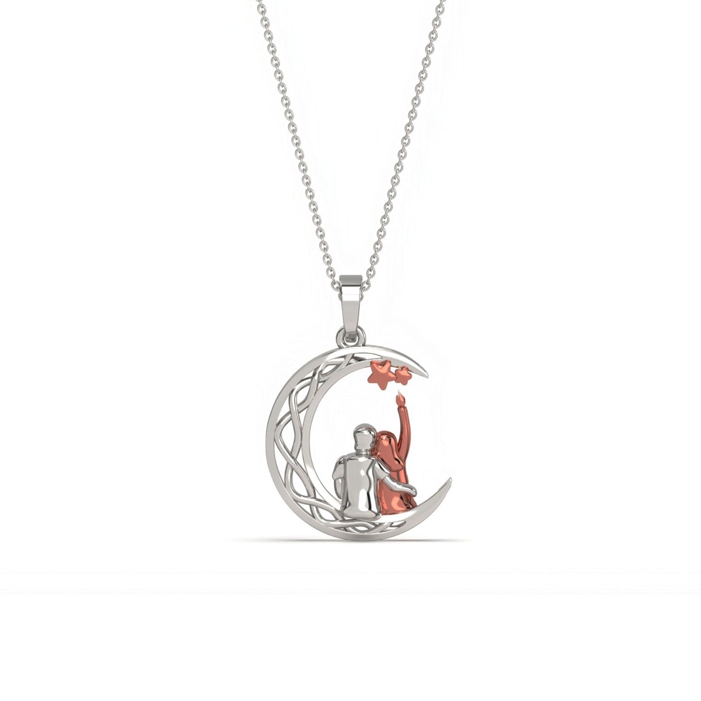 Silver & Rose Gold Couples Circle Pendant Gifts for Women