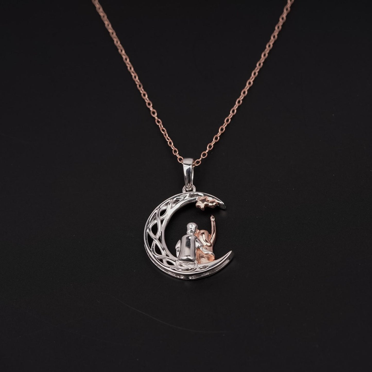 Silver & Rose Gold Couples Circle Pendant Gifts for Women