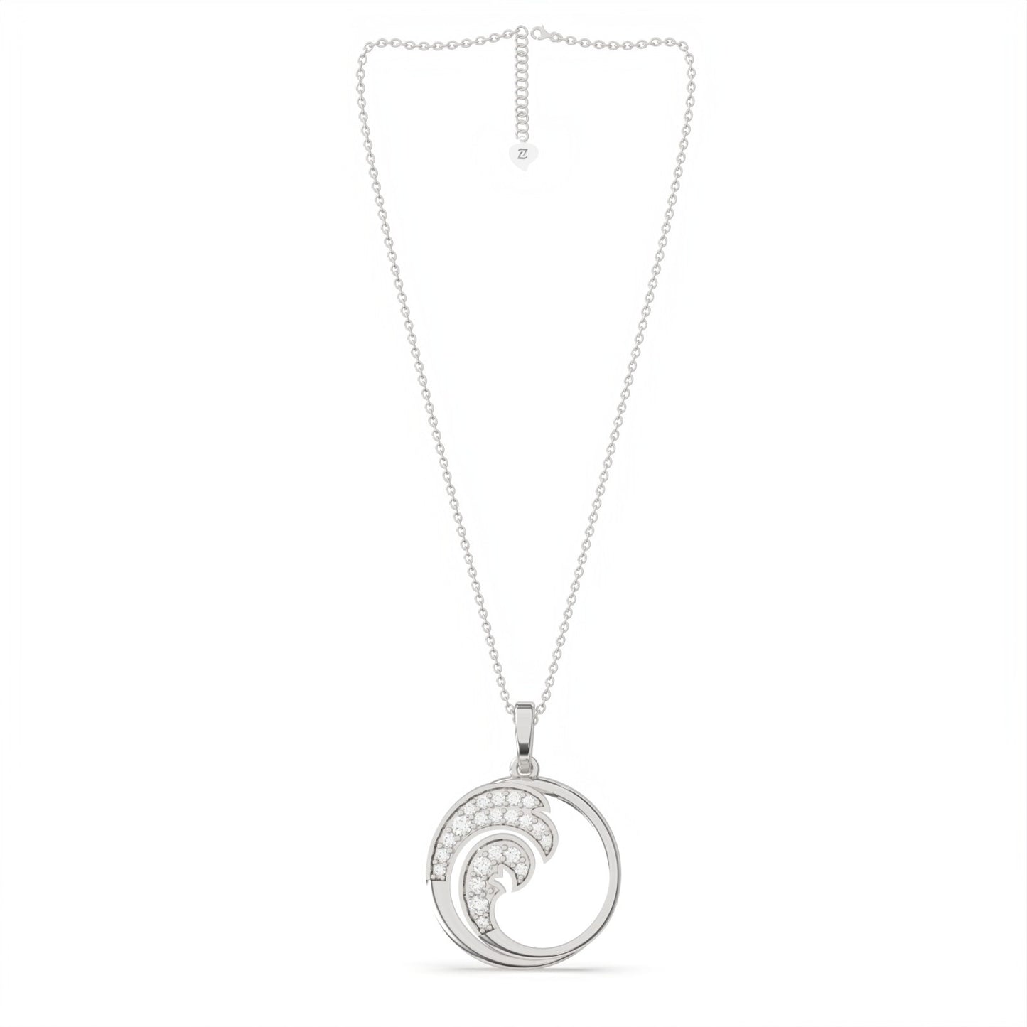 Silver Cubic Zircon Crystal Wave Pendant