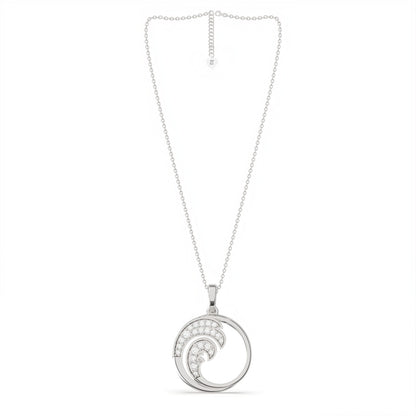 Silver Cubic Zircon Crystal Wave Pendant