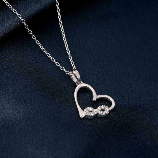 Silver Heart Infinity Zircon Pendant