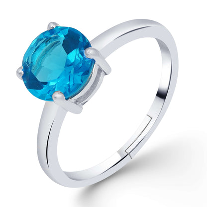 Silver Blue Topaz Solitaire Ring