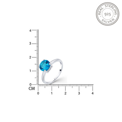 Silver Blue Topaz Solitaire Ring