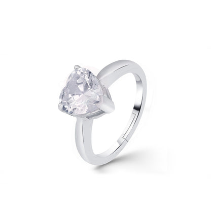 Silver Heart Solitaire Zircon Ring