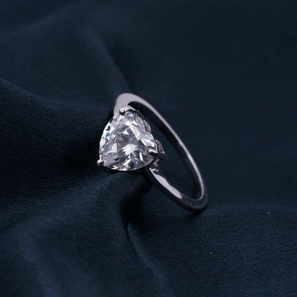 Silver Heart Solitaire Zircon Ring