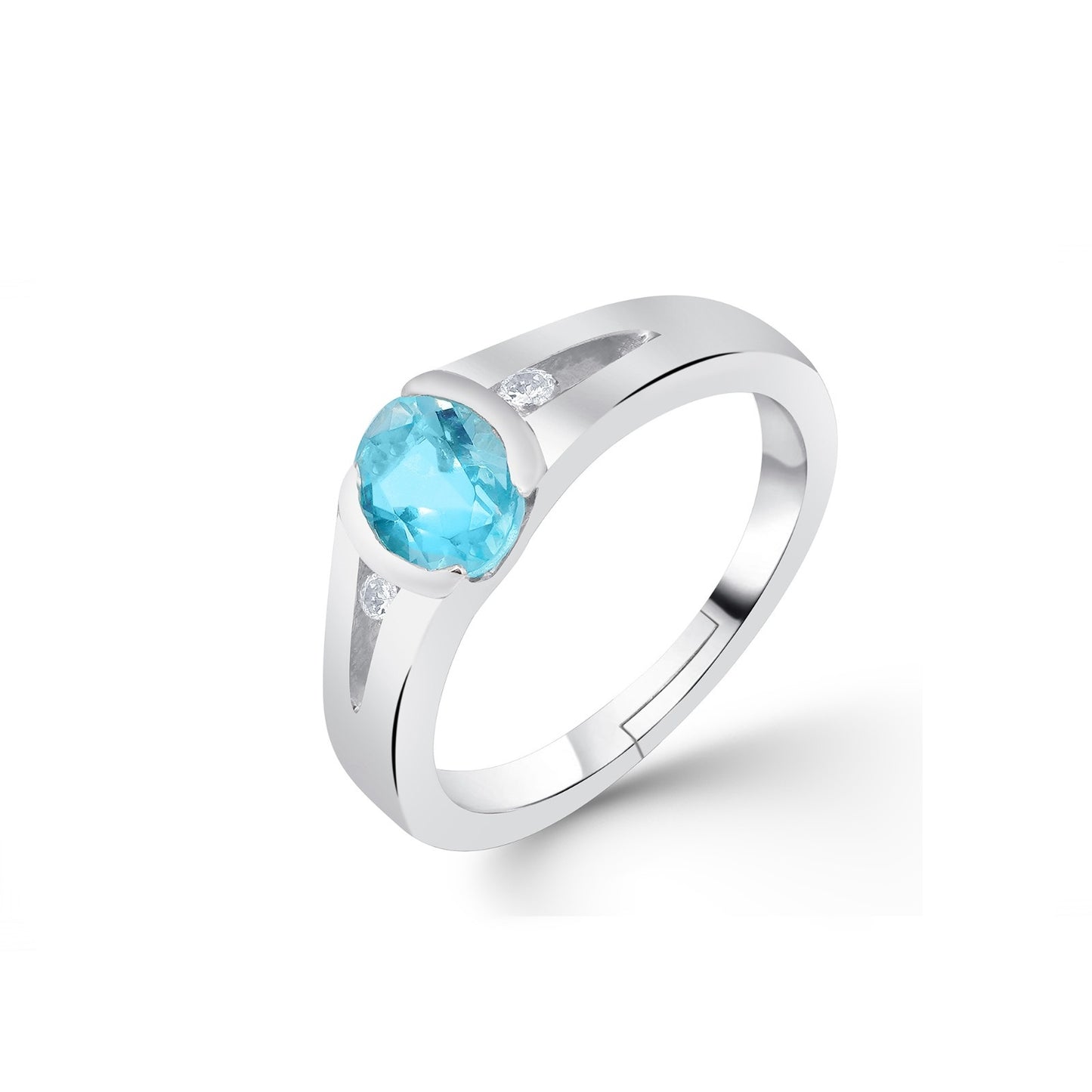 Silver Solitaire Topaz Ring