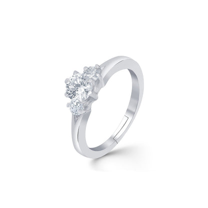 Silver Three Stone Diamond Ring