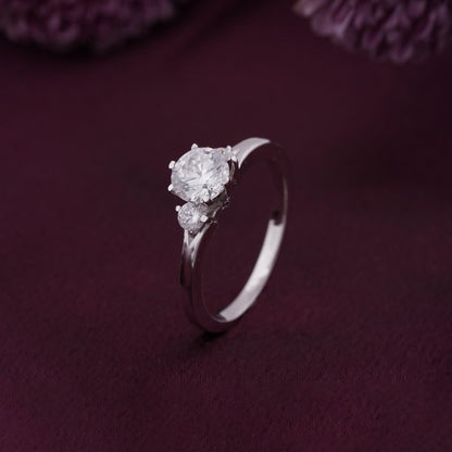 Silver Three Stone Diamond Ring