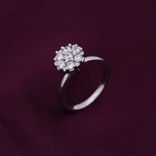 Silver Cluster Zircon Ring