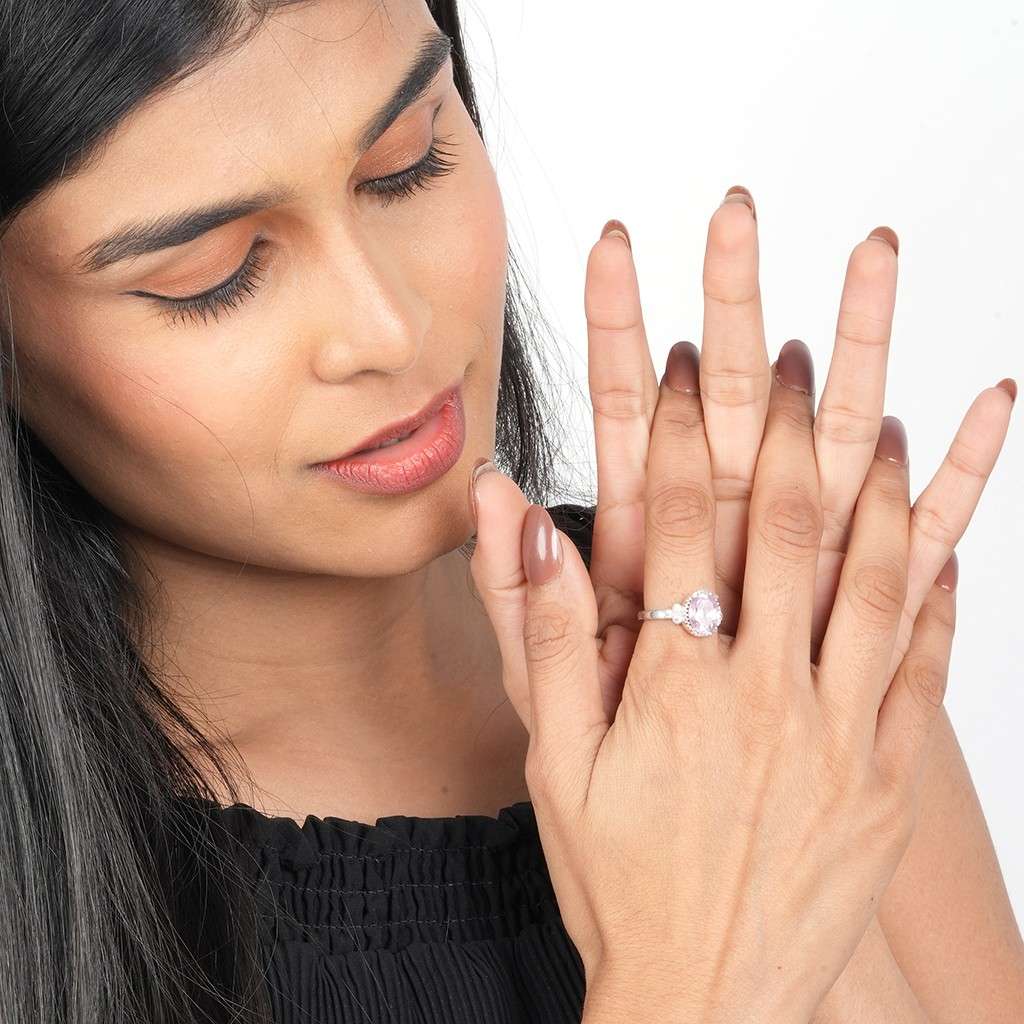 Silver Seven Stone Pink Sapphire Ring